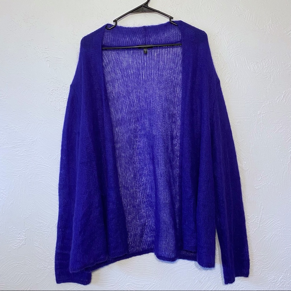 Eileen Fisher Light Open Knit  Mohair Nylon Wool Cardigan SZ XL